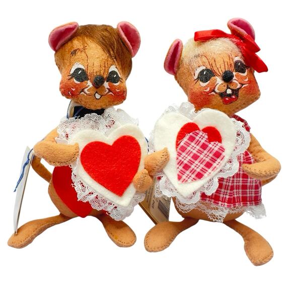 Vintage Annalee Sweetheart Boy & Girl Mouse Couple Valentine 1993 & 1994 6 Inch - Picture 1 of 12